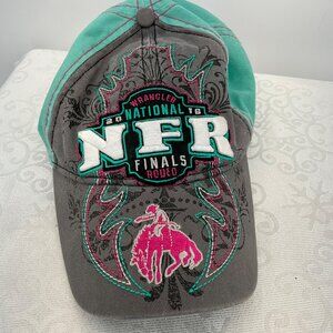 Wrangler NFR National Finals Rodeo Cap Gray & Turquoise Pro Rodeo Gear Adjustabl